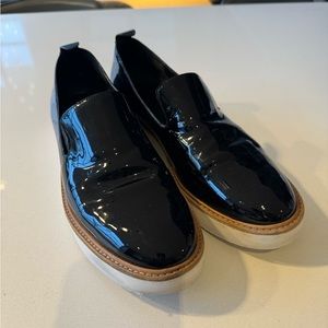 Vince Sanders Patent Leather Platform Slip On Sneakers, Black  size 8.5 us